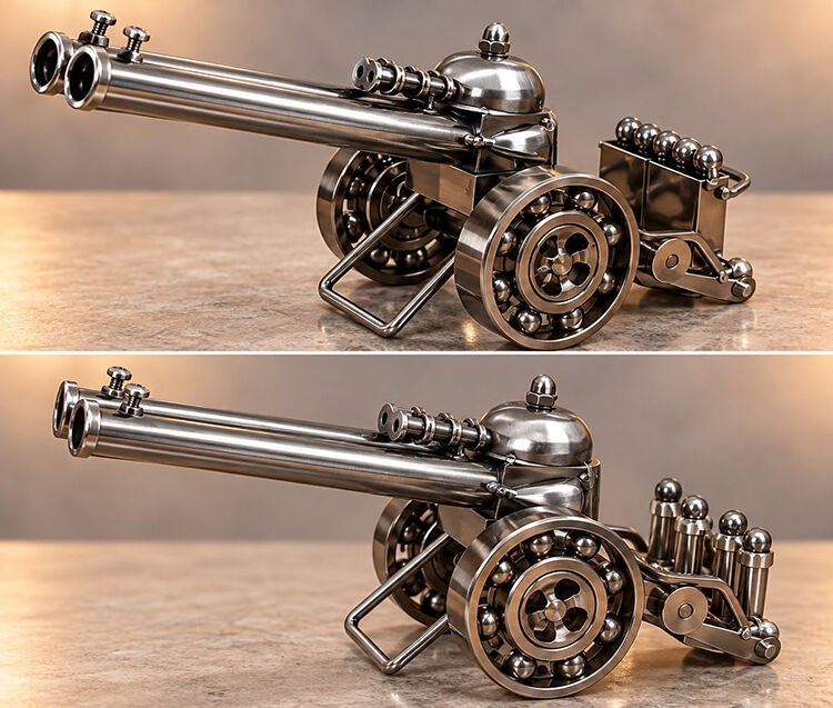 Dekoratif Savaş Topu Arabası Metal Masa Aksesuarı