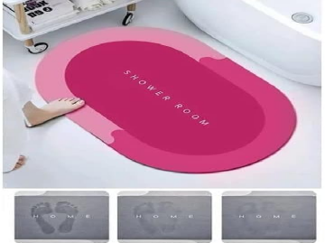 Büyük Boy Pembe Süper Su Emici Kaymaz Tabanlı Banyo Paspası ( 80*50 )cm