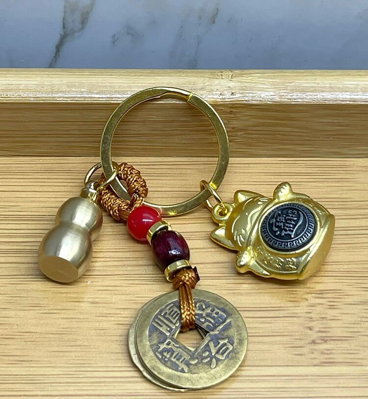 Metal Şans Ve Bereket Kedisi Anahtarlık