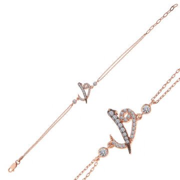 925 Ayar Gümüş Rose Elif Vav Kadın Bileklik