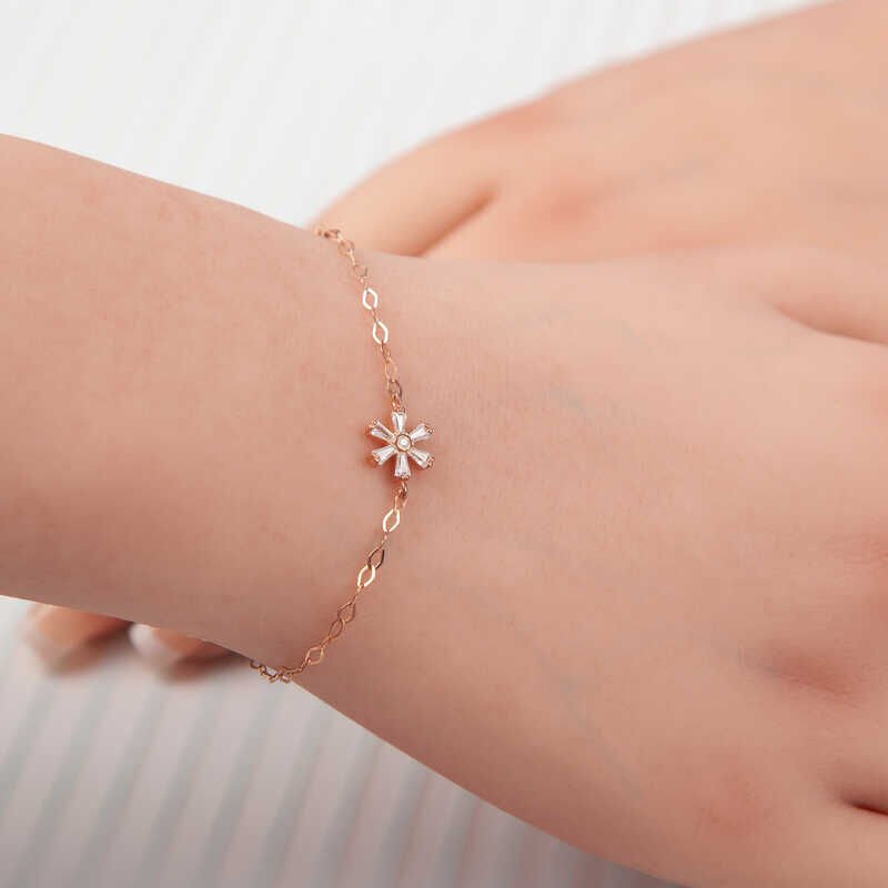 925 Ayar Gümüş Rose Çiçek Kadın Bileklik