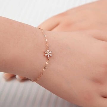 925 Ayar Gümüş Rose Çiçek Kadın Bileklik