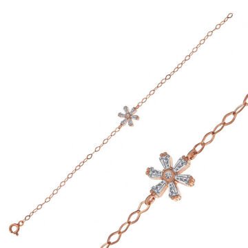 925 Ayar Gümüş Rose Çiçek Kadın Bileklik