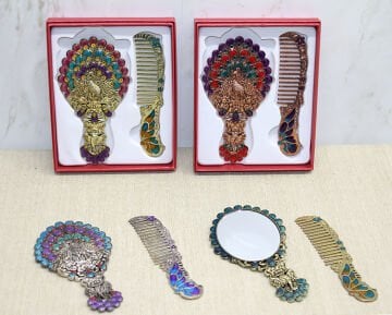 Tavuskuşu Ayna Ve Tarak Seti Küçük Boy