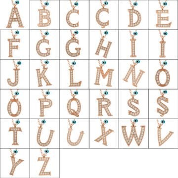 925 Ayar Gümüş Nazar Rose C Harfi Kadın Gümüş Kolye