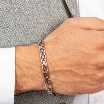 925 Ayar Gümüş Oksitli Erkek Bileklik