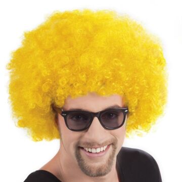 Parti Aksesuar Sarı Renk Kıvırcık Afro Bonus Peruk