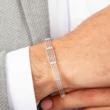 ​925 Ayar Gümüş Parçalı Erkek Bileklik