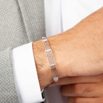 ​925 Ayar Gümüş Parçalı Erkek Bileklik