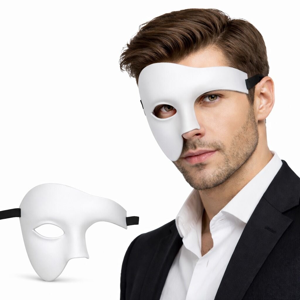 Beyaz Yarım Erkek Maske