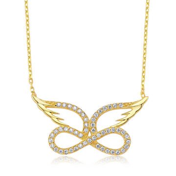 925 Ayar Gümüş Melek Kanadı Sonsuzluk Kadın Gümüş Kolye