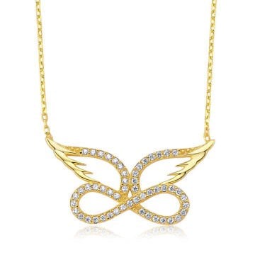 925 Ayar Gümüş Melek Kanadı Sonsuzluk Kadın Gümüş Kolye