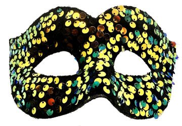 Altın Renk Arkadan Lastikli Pul Payet İşlemeli Balo Maskesi