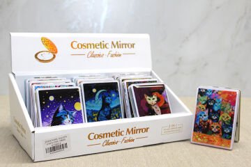 Hareketli Sulu Detaylı Kedi Figürlü El Aynası