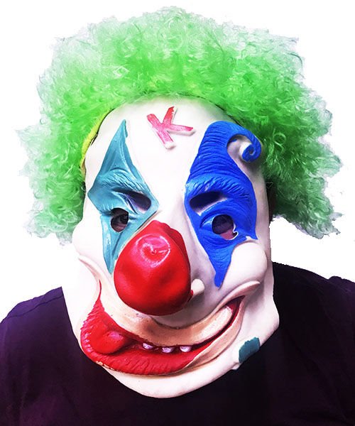 Parti Aksesuar Yeşil Renk Afro Bonus Peruklu Palyaço Lateks Et Maske