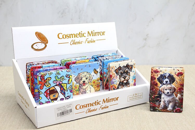 Sevimli Köpek Tasarımıyla Taş İşlemeli İnce El Aynası Dikdörtgen