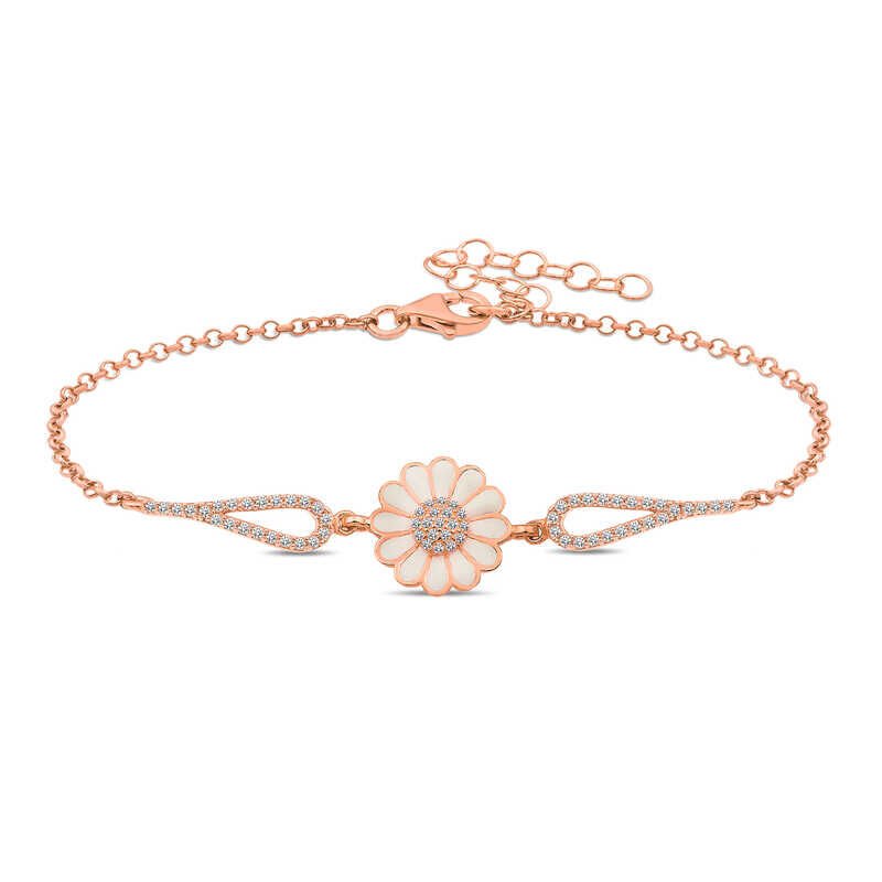 ​925 Ayar Gümüş Rose Papatya Kadın Bileklik