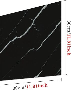 SİYAH MERMER DESENLİ ALÜMİNYUM PLASTİK DUVAR STİCKER (30*30)