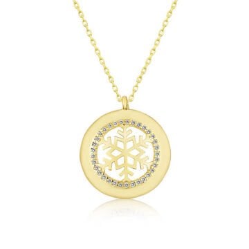 925 Ayar Gümüş Gold Kar Tanesi Kadın Gümüş Kolye