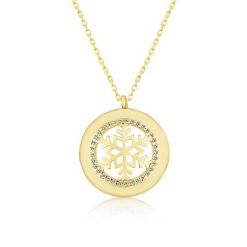 925 Ayar Gümüş Gold Kar Tanesi Kadın Gümüş Kolye