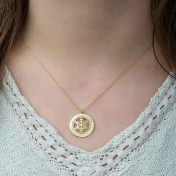925 Ayar Gümüş Gold Kar Tanesi Kadın Gümüş Kolye