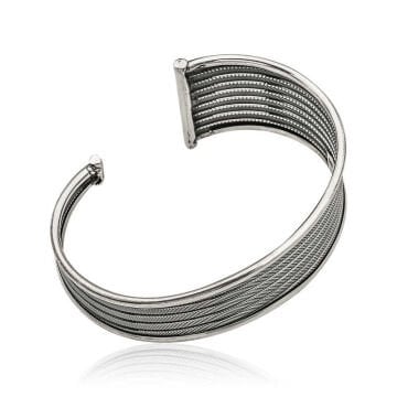 925 Ayar Gümüş Eskitme Desenli Bilezik