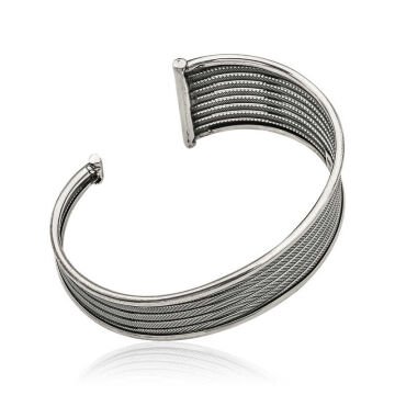 925 Ayar Gümüş Eskitme Desenli Bilezik