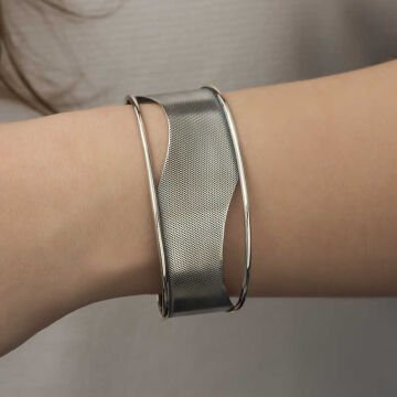 925 Ayar Gümüş Eskitme Desenli Bilezik