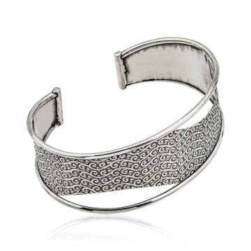 925 Ayar Gümüş Eskitme Desenli Bilezik