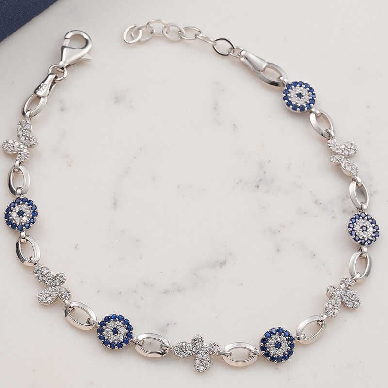 925 Ayar Gümüş Kelebek Nazar Kadın Bileklik