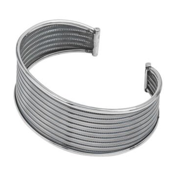 925 Ayar Gümüş Eskitme Desenli Kadın Bilezik