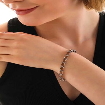 ​925 Ayar Gümüş Kare Zultanit Taşlı Kadın Bileklik