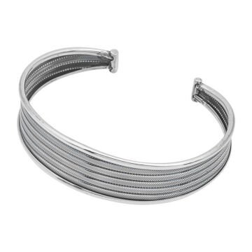 925 Ayar Gümüş Eskitme Desenli Kadın Bilezik