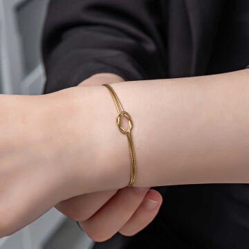 925 Ayar Gümüş Gold Aşk Düğüm Kadın Bileklik