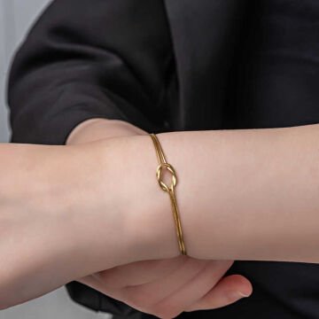 925 Ayar Gümüş Gold Aşk Düğüm Kadın Bileklik