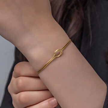 925 Ayar Gümüş Gold Aşk Düğüm Kadın Bileklik