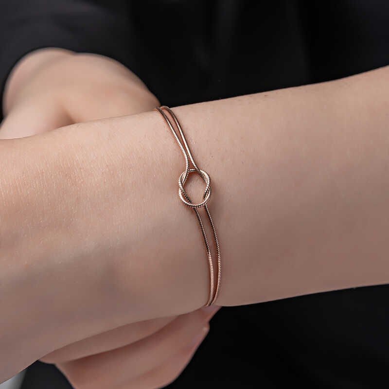 925 Ayar Gümüş Rose Aşk Düğüm Kadın Bileklik