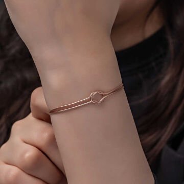925 Ayar Gümüş Rose Aşk Düğüm Kadın Bileklik