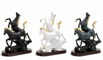 Polyester 2'Li Şahlanmış At Figürü