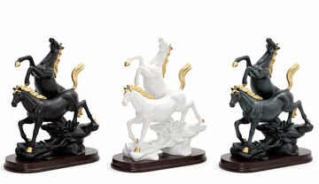 Polyester 2'Li Şahlanmış At Figürü