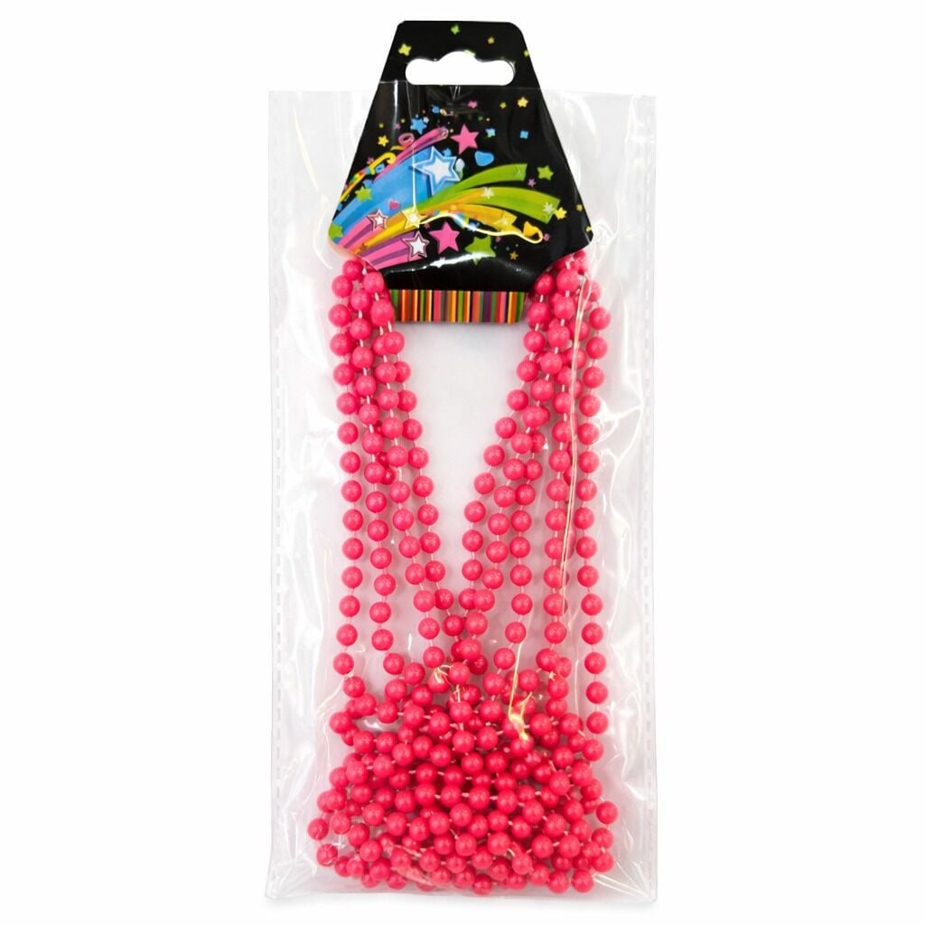 Pembe Boncuk Kolye 80 cm Retro 80’ler 90’lar Parti Aksesuarı