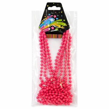 Pembe Boncuk Kolye 80 cm Retro 80’ler 90’lar Parti Aksesuarı