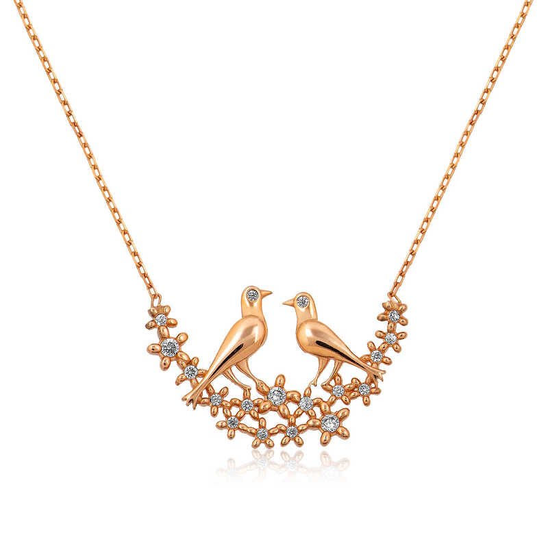 925 Ayar Gümüş Çifte Kumrular Kadın Gümüş Kolye