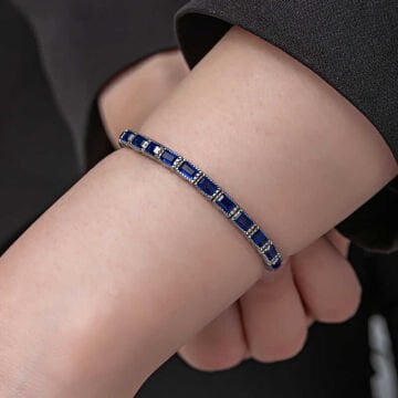 925 Ayar Gümüş Mavi Taşlı Su Yolu Kadın Bileklik