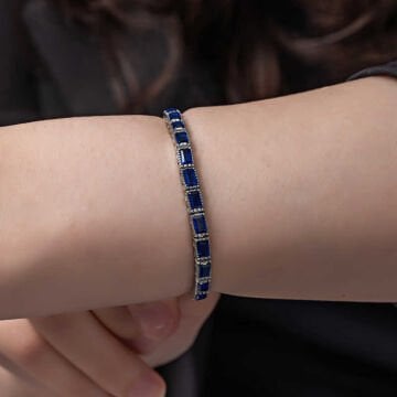 925 Ayar Gümüş Mavi Taşlı Su Yolu Kadın Bileklik