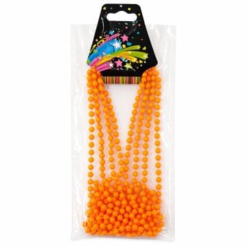 Turuncu Boncuk Kolye 80 cm Retro 80’ler 90’lar Parti Aksesuarı