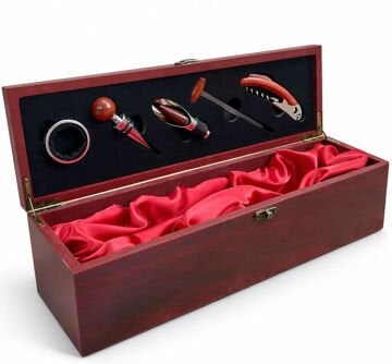 Ahşap Kutulu Şaraplık Ve Tirbuşon Seti