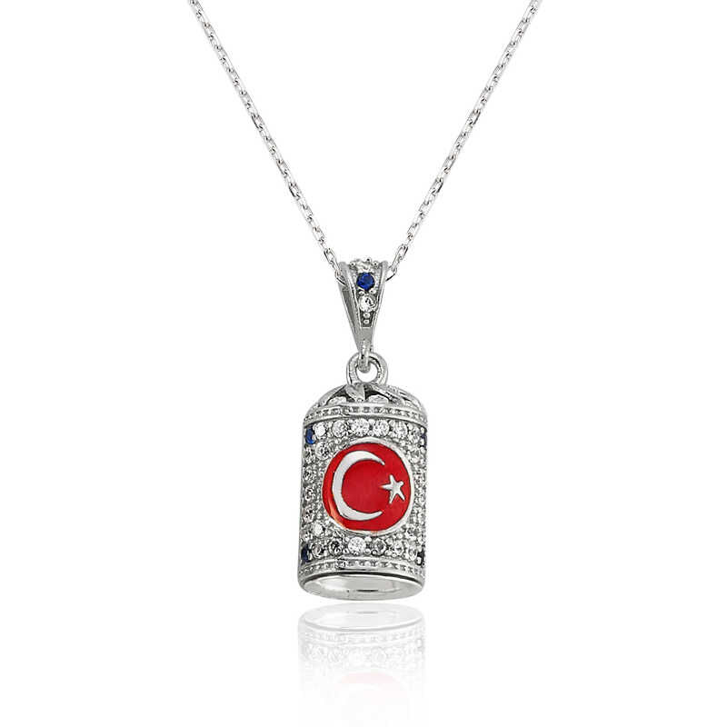 925 Ayar Gümüş Ay Yıldız Cevşen Bayan Kolye