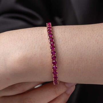 925 Ayar Gümüş Pembe Taşlı Su Yolu Kadın Bileklik