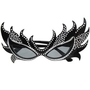 Taşlı Göz Kamaştıran Gecenin Yıldızı Siyah Parti Alev Gözlük